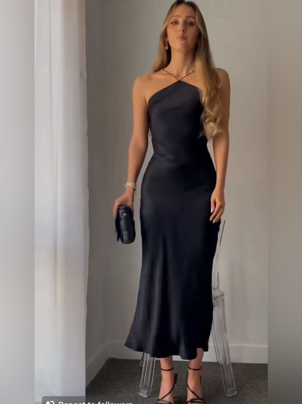 Zara Pearl Halterneck Satin Dress